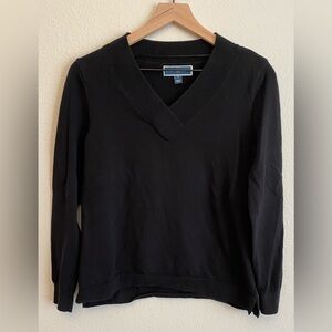 Karen Scott Black Crossover V-neckline Sweater